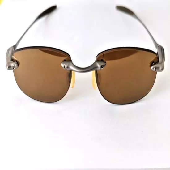 Vintage OAKLEY WHY 8 Brown Polarized Rimless Sunglasses Authentic 55MM