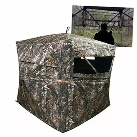  Portable 3 Person 270° See Through Ground Camouflage Hunting Blind Tent 