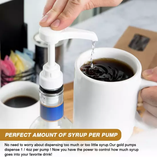 Premium 8 Packs Coffee Syrup Pump Dispenser, Fits 25.4 Oz/750Ml Coffee Flavoring