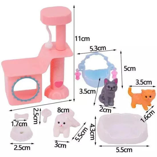 Barbies Doll House Furniture Bed Table Chair Plastic Cleaning Tools for 11.8inch