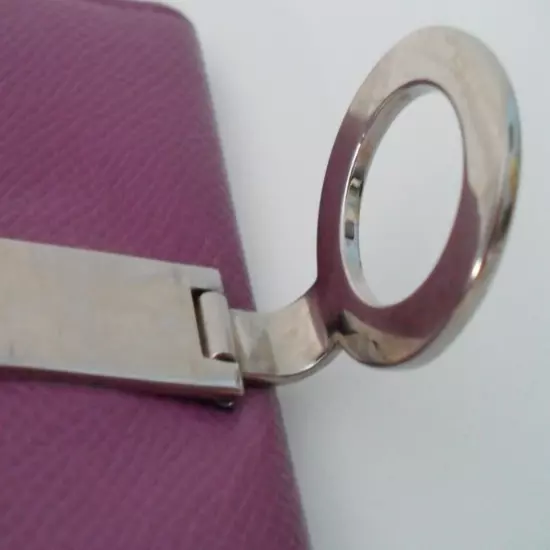 BVLGARI Card Wallet Stunning Purple Italian Calf Leather Business Card Exc Cond