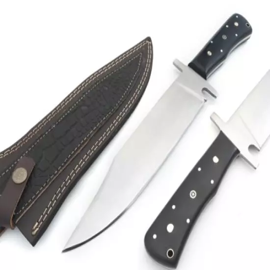 Handmade Bowie Full Tang Camping Survival Knife 15" With Leather Sheath