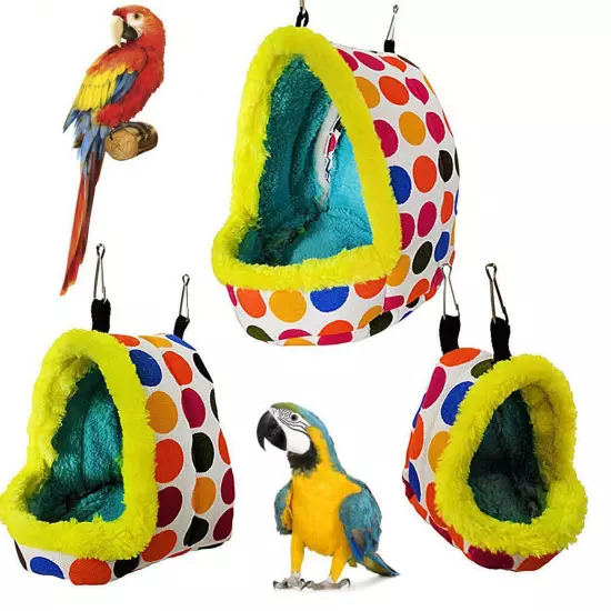 Pet Nest Plush Bird Cave Cage Warm Hanging Sleeping Bed Hut Tent Parrot Hammock