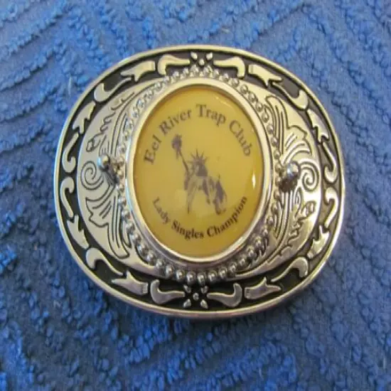 Ladies shooting trophy belt buckle (Eel River Trap Club) Ladies single champion