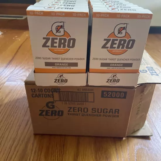 120 PACKETS Of Gatorade Zero Orange Singles Drink Mix. 12 Boxes Of 10 Singles.