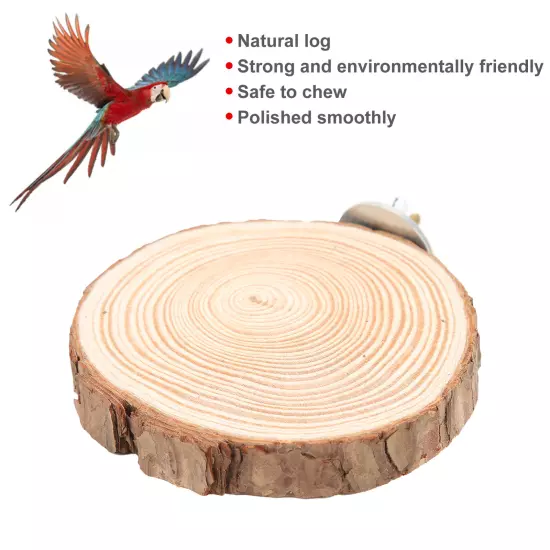 Birds Round Perch Platform Natural Wooden Stand For Cage Birds Parrots Biting