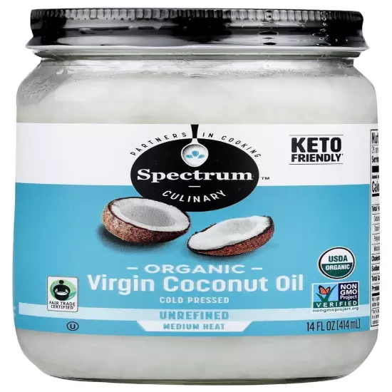 Fair Trade Organic Virgin Coconut Oil - 14 Fl Oz Unrefined Cooking Essential