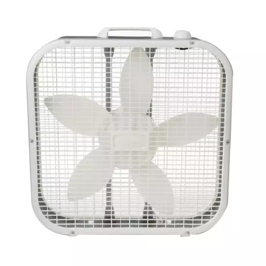 Lasko 20" Classic Box Fan with Weather-Resistant Motor, 3 Speeds, 22.5" H, White