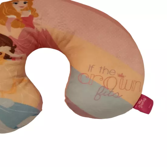 Disney Princesses IF THE CROWN FITS Pink Soft Travel Neck Pillow 11" Wide