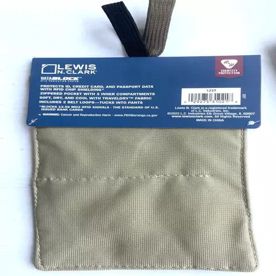 Lewis N. Clark RFID Hidden Travel Wallet, 3 interior pockets, Security & Safety