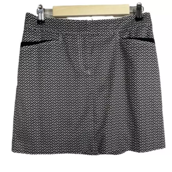 Izod Golf Black White Geometric Print Stretch Women's size 2 Skort Skirt