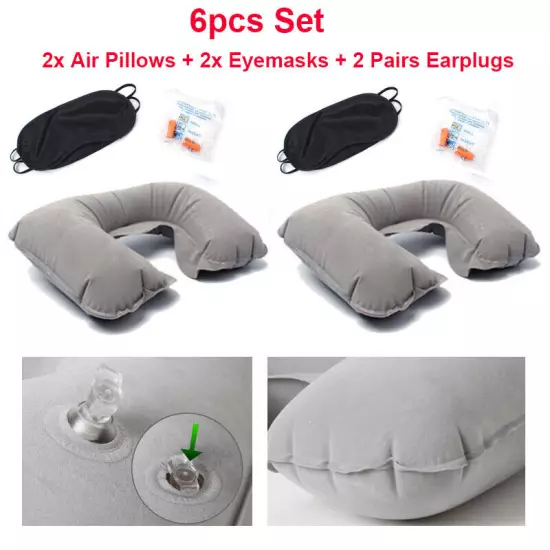 6pcs Set Inflatable Neck Air Pillows Portable Travel U Shaped Cushions Head Rest