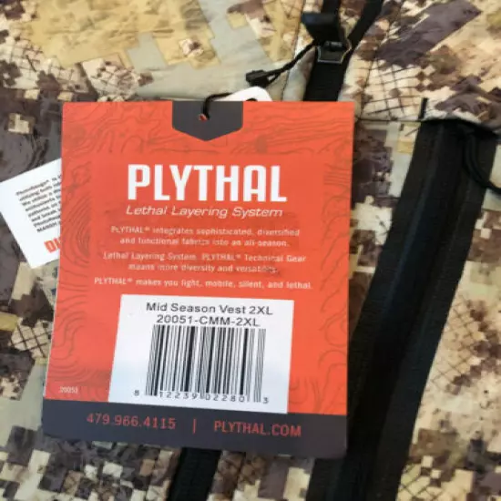 Plythal Mid-Season vest 2XL Digital Marsh NWT 20051-CMM-2XL