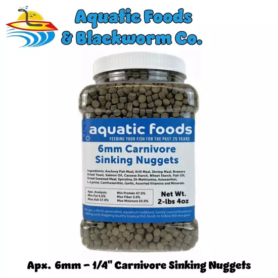 6mm - 1/4" Carnivore Sinking Nuggets for Oscars, Discus, Angelfish & More WL-JAR