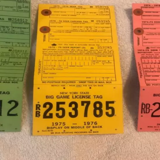 New York State Vintage Hunting License Tag Collection