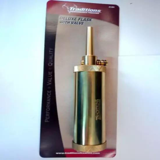 Traditions Deluxe Powder Flask Brass With 30 gr. Interchangable Spout and Valve