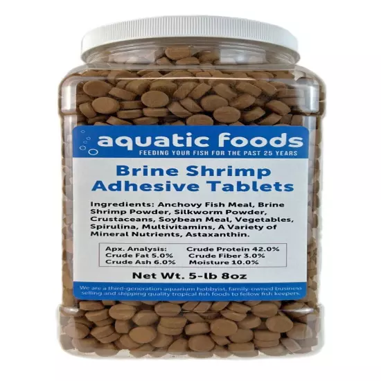 Brine Shrimp Adhesive Tablets for Oscars, Catfish, Cichlids, & All Fish. WL-JAR