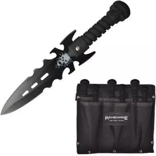 Renegade 6 Set Skull Throwers 10 cm Blade Black ABS Handle With Sheath RT125 NEW