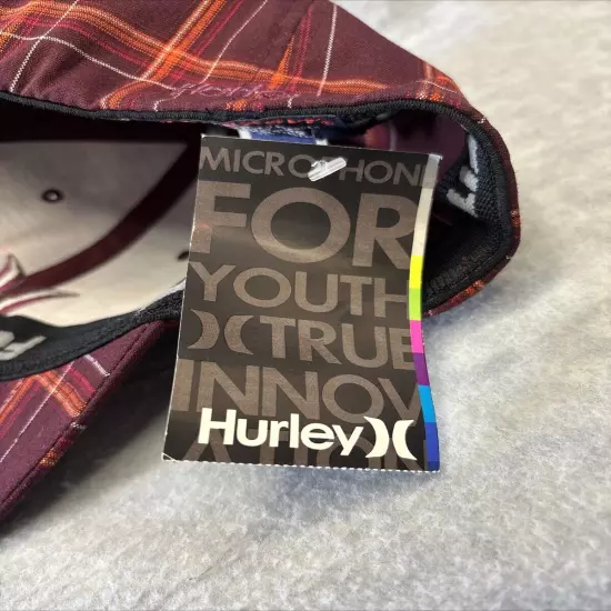 Hurley Hat Cap Flexfit Plaid Orange Red Brown L-XL Yupoong Puerto Rico Surf