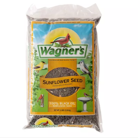 Wagner's 52023 Black Oil Sunflower Seed Wild Bird Food, 5-Pound Bag