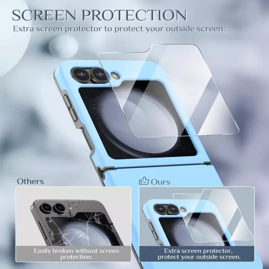 for Galaxy Z Flip 6 Case, Samsung Flip 6 Case with [Hinge Protection] [Screen Pr