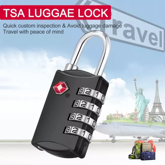 Luggage Lock, TSA Approved Travel Lock, 4 Digit Combination Padlock with Flex...