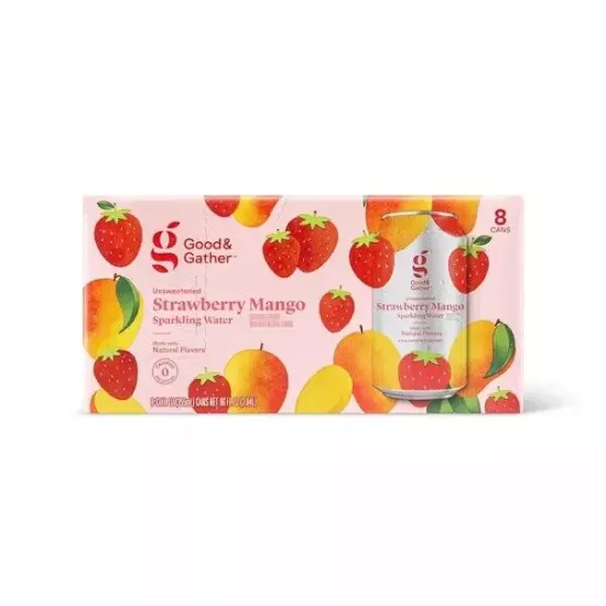 Strawberry Mango Sparkling Water - 8pk/12 fl oz Cans - Good & Gather