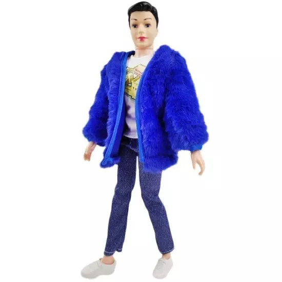 Blue Fur 1/6 Doll Clothes For Boy Doll Outfits Jacket T-shirt Pants Shoes