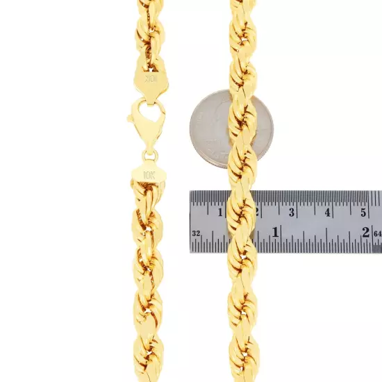 10K Yellow Gold Rope Diamond Cut Mens Chain Bracelet 8" -9" 6mm 7mm 8mm 9mm 10mm