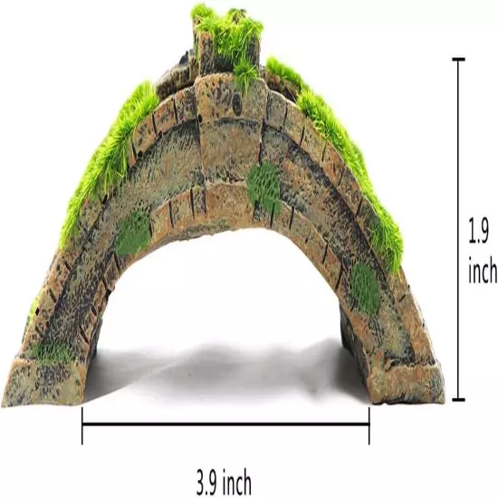 Fish Tank Decor Arch-Bridge Drawbridge with Grass for Aquarium Landscaping Decor