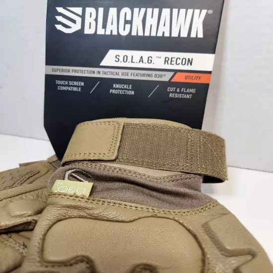 BLACKHAWK S.O.L.A.G Recon Tactical Gloves Made with Kevlar Leather Coyote Small