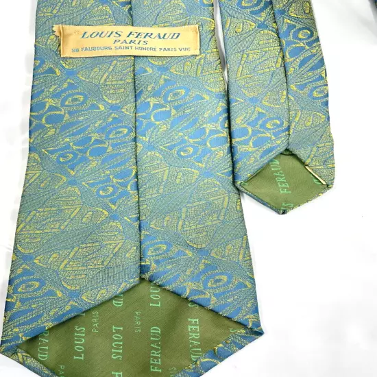 Vintage Louis Feraud 1970's Wide Psychedelic Abstract Blue Tie Men's 3.8" x 53"