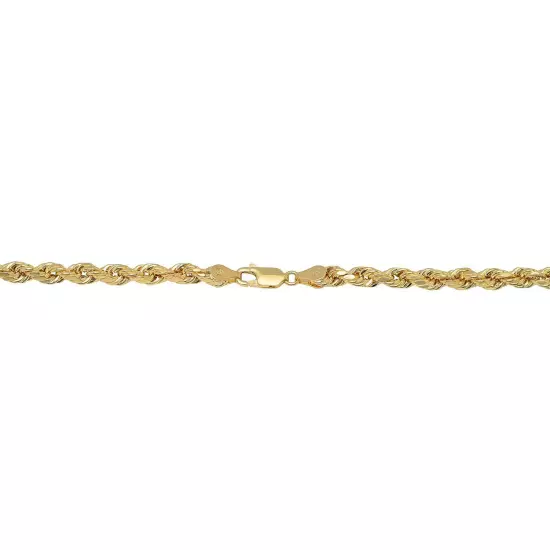 Real 10K Yellow Gold 2mm-7mm D/Cut Rope Chain Pendant Necklace 7"- 30" Hollow