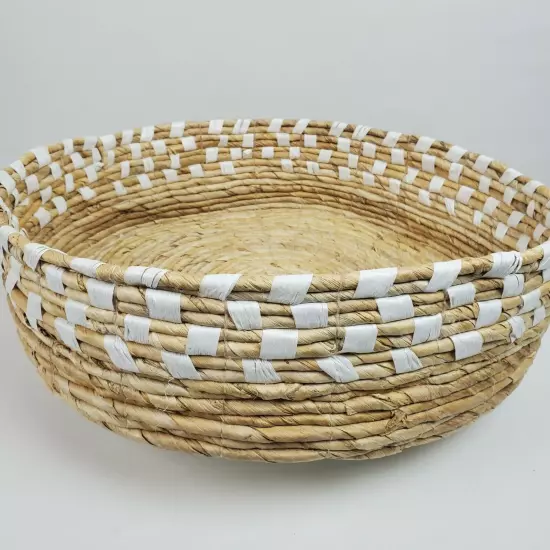 Vintage Coiled Rope Storage Basket Woven Large Bins Home Organizer 18x5"