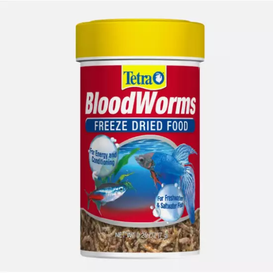 Tetra BloodWorms 0.25 Oz, Freeze-Dried Food for Freshwater and Saltwater Fish