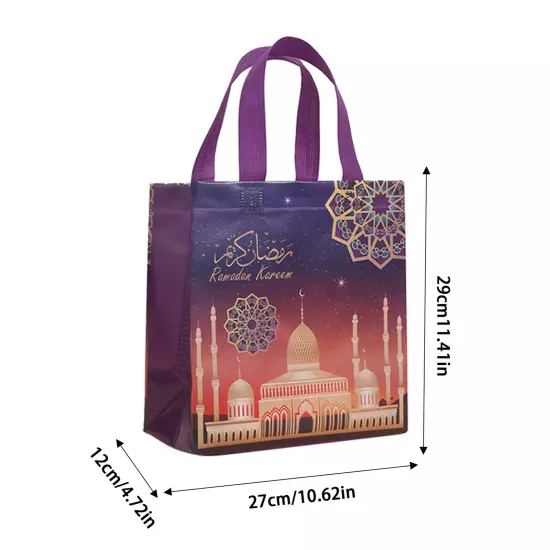 Eid Mubarak Bags 12pcs Storage Non-Woven Handled Seasonal Party Gift Tote Bags 