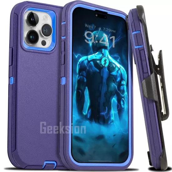 For iPhone 15 14 13 12 11 Plus Pro Max Shockproof Rugged Heavy Duty Case + Clip