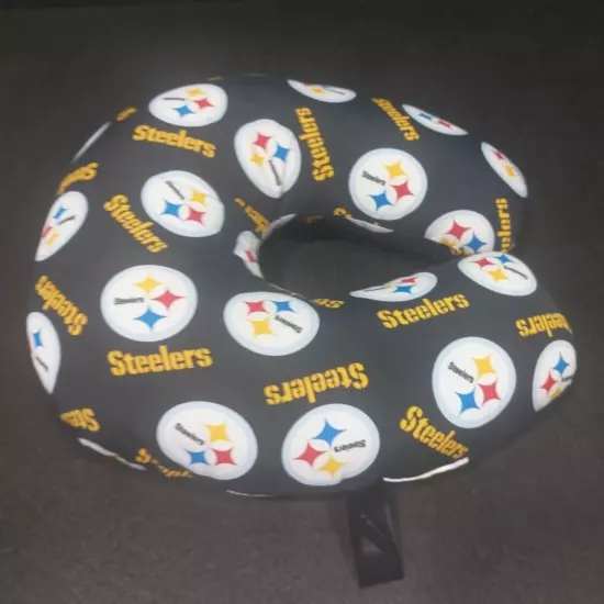 NFL Pittsburgh Steelers Neck Travel Pillow With Logo Removable Washable Cover 