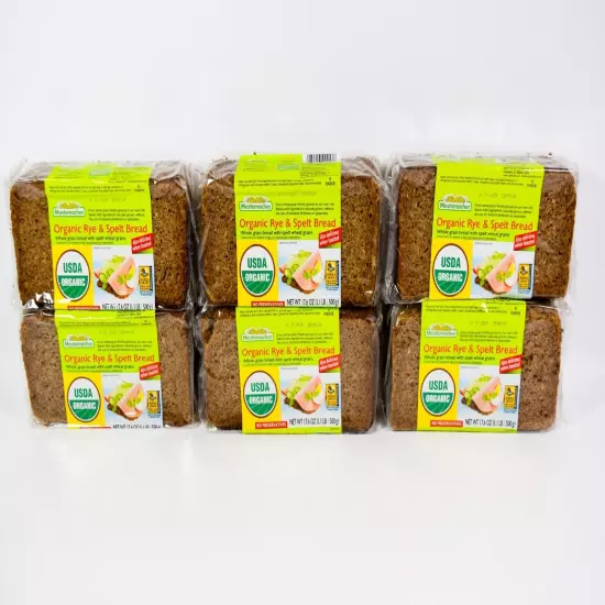 6 Mestemacher ORGANIC RYE & SPELT BREAD 17.6oz Kosher No Preservative 01/01/2025