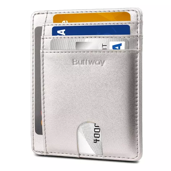 Buffway Slim mini ID holder card case front pocket Leather Wallet for Men Women