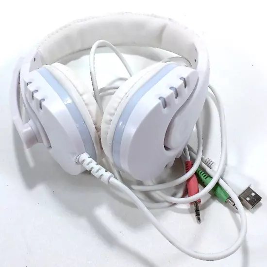 Vivitar LVLUP White Light-Up Pro Gaming Headset w/ Foldable Microphone LU741