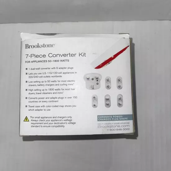 Brookstone 7 Piece Converter Kit for Appliances 50 - 1800 watts / Travel 