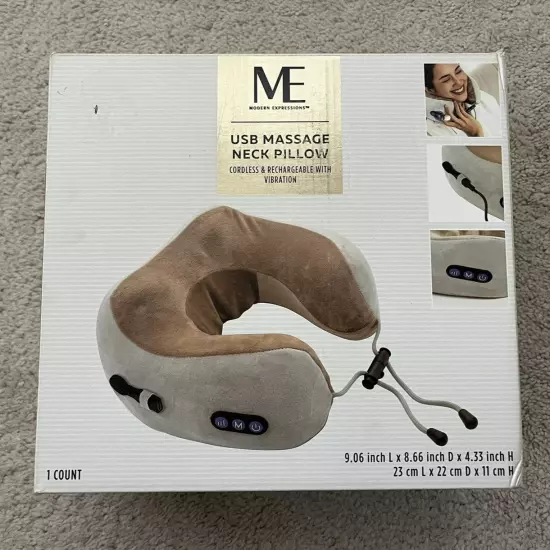 Modern Expressions USB Massage Neck Pillow Cordless & Rechargeable NEW