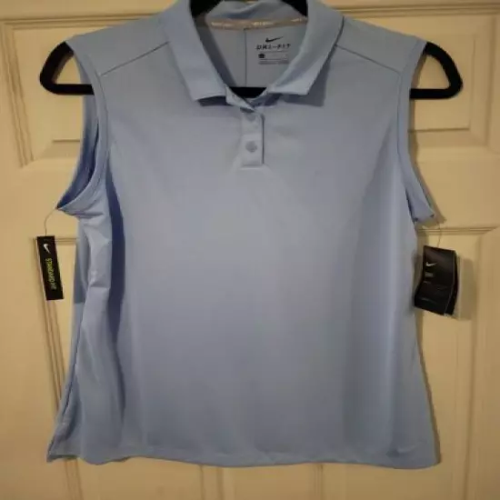 Nike Women's Dri-Fit NK Sleeveless Golf Polo 884873-450 Baby Blue Sz Large BNWT