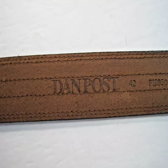 Dan Post Brown Leather Western Overlay "The Beer Buckle" Men's Belt Size 42