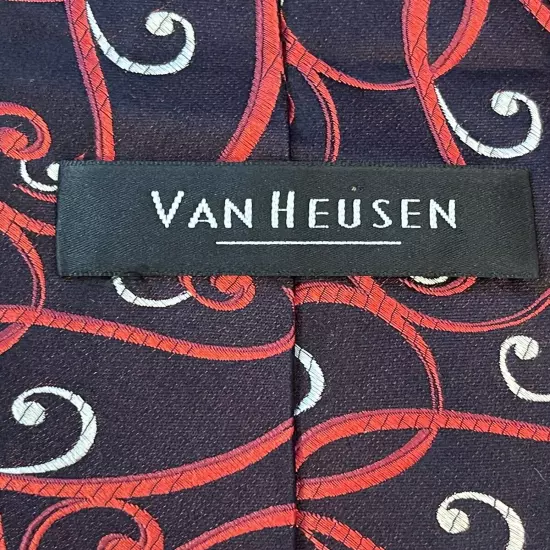 Van Heusen, Red, Black, Hand Made, 100% Silk, Men’s Neck Tie, Made In China