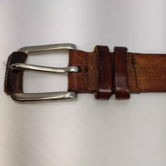 Distressed Brown Genuine Leather Belt Made in the USA 30"