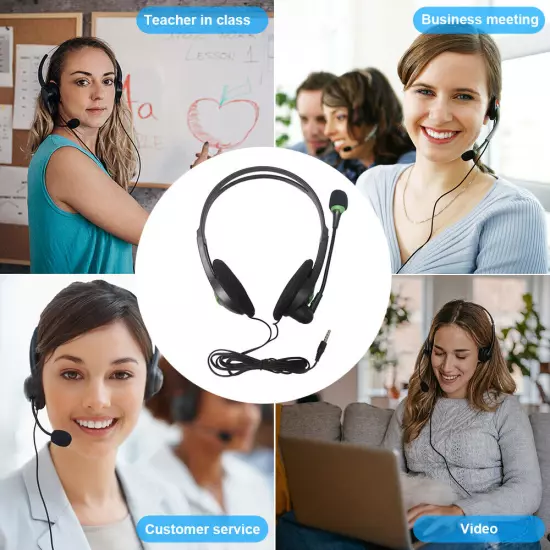 USB Headset with Microphone Computer Headphones for Laptop PC Call Center Work