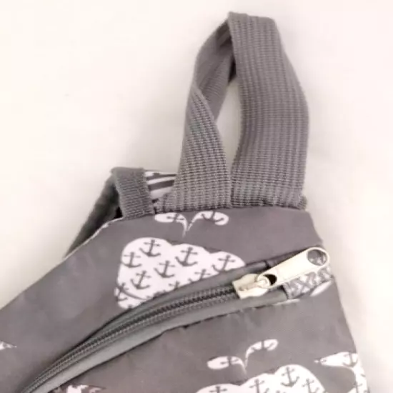 Triangle Sling Backpack Crossbody Daypack Gray with White Whale Print #17724