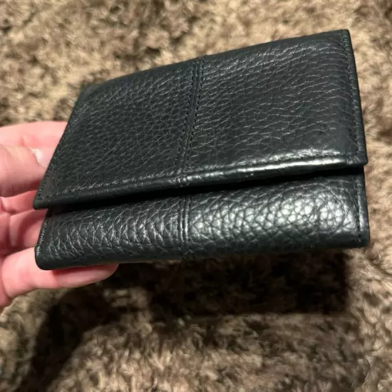 Cole Haan Men's Black 100% Genuine Leather Tri-Fold Wallet